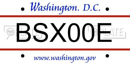 BSX00E District Of Columbia License Plate
