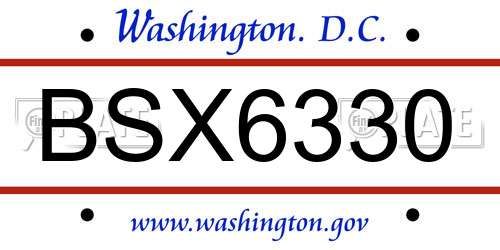 BSX6330 District Of Columbia License Plate