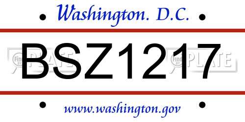 BSZ1217 District Of Columbia License Plate