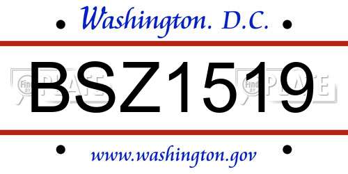 BSZ1519 District Of Columbia License Plate