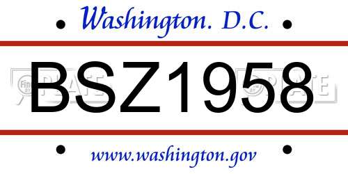 BSZ1958 District Of Columbia License Plate