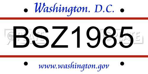 BSZ1985 District Of Columbia License Plate