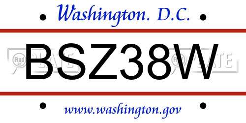 BSZ38W District Of Columbia License Plate