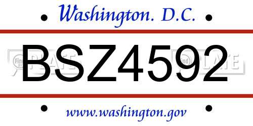 BSZ4592 District Of Columbia License Plate