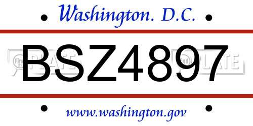 BSZ4897 District Of Columbia License Plate