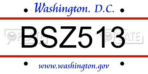 BSZ513 District Of Columbia License Plate