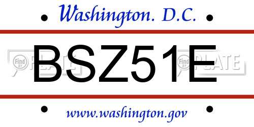 BSZ51E District Of Columbia License Plate