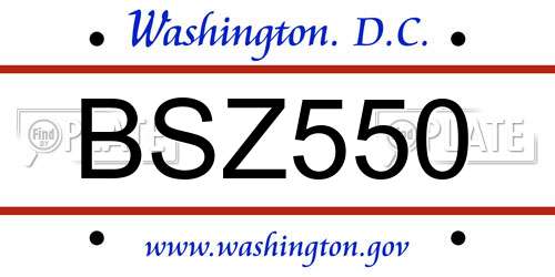 BSZ550 District Of Columbia License Plate