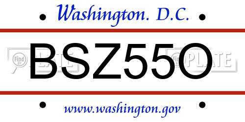 BSZ55O District Of Columbia License Plate