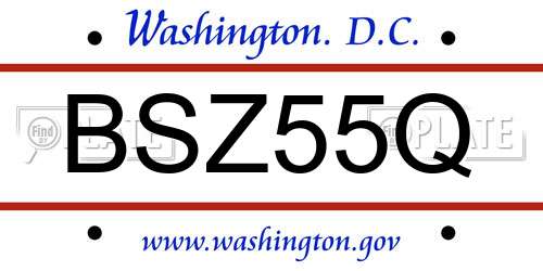 BSZ55Q District Of Columbia License Plate