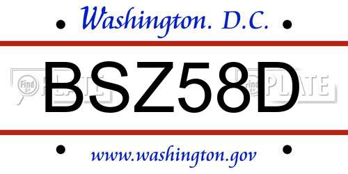 BSZ58D District Of Columbia License Plate
