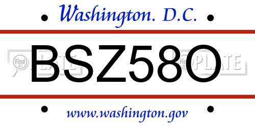 BSZ58O District Of Columbia License Plate