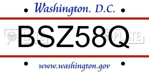 BSZ58Q District Of Columbia License Plate