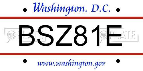 BSZ81E District Of Columbia License Plate