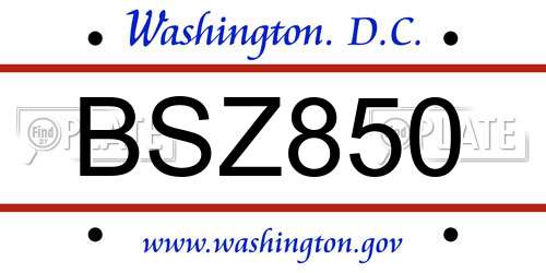 BSZ850 District Of Columbia License Plate