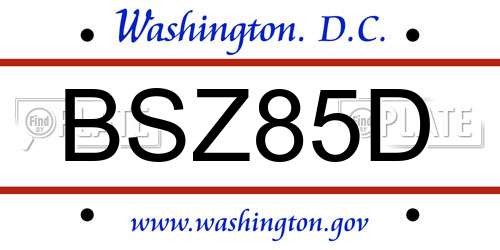 BSZ85D District Of Columbia License Plate