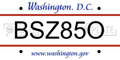 BSZ85O District Of Columbia License Plate