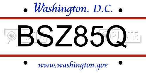 BSZ85Q District Of Columbia License Plate