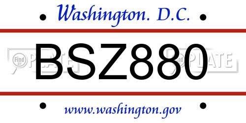 BSZ880 District Of Columbia License Plate
