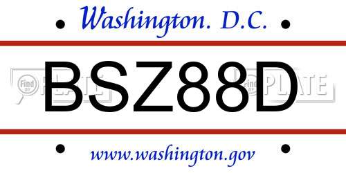 BSZ88D District Of Columbia License Plate