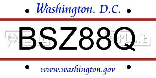 BSZ88Q District Of Columbia License Plate