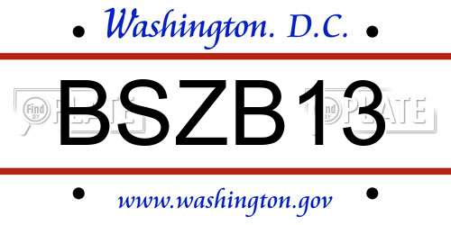BSZB13 District Of Columbia License Plate