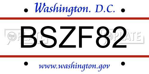 BSZF82 District Of Columbia License Plate