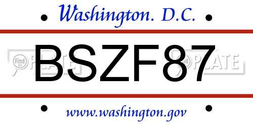 BSZF87 District Of Columbia License Plate
