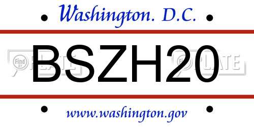 BSZH20 District Of Columbia License Plate