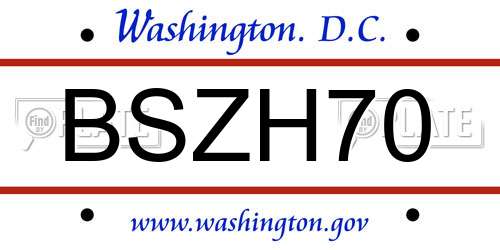 BSZH70 District Of Columbia License Plate