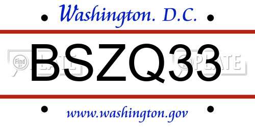 BSZQ33 District Of Columbia License Plate