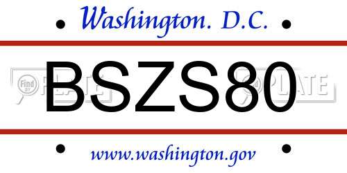 BSZS80 District Of Columbia License Plate
