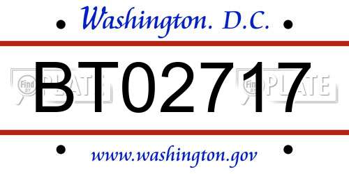 BT02717 District Of Columbia License Plate