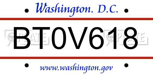 BT0V618 District Of Columbia License Plate