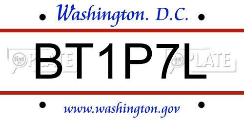 BT1P7L District Of Columbia License Plate