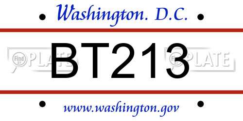 BT213 District Of Columbia License Plate