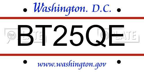 BT25QE District Of Columbia License Plate
