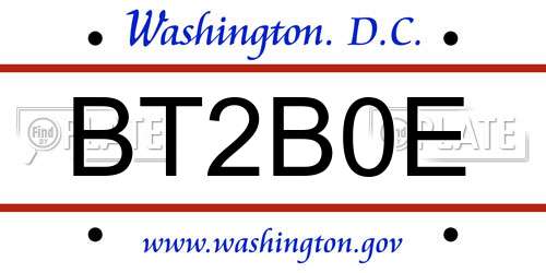 BT2B0E District Of Columbia License Plate