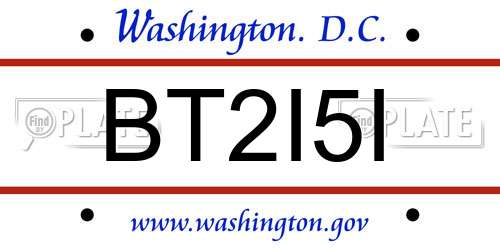 BT2I5I District Of Columbia License Plate