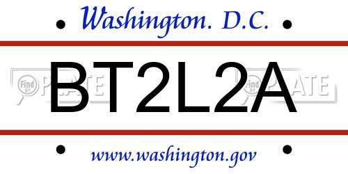 BT2L2A District Of Columbia License Plate
