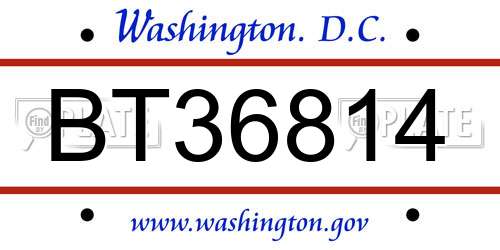 BT36814 District Of Columbia License Plate