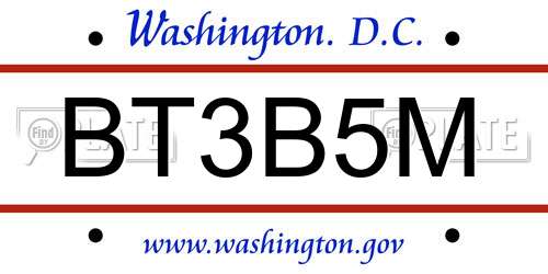 BT3B5M District Of Columbia License Plate