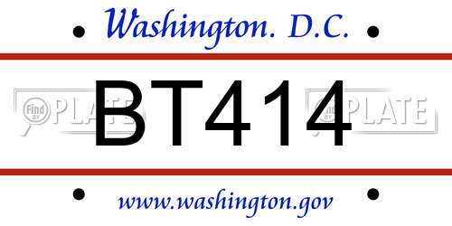 BT414 District Of Columbia License Plate