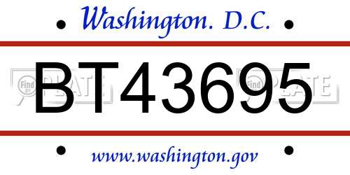 BT43695 District Of Columbia License Plate