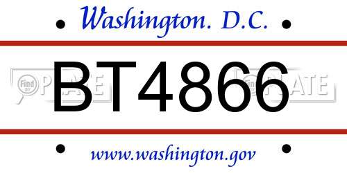 BT4866 District Of Columbia License Plate