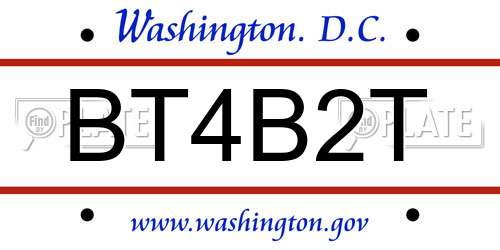 BT4B2T District Of Columbia License Plate