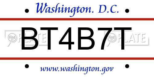 BT4B7T District Of Columbia License Plate