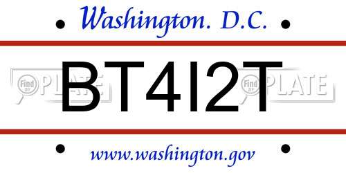 BT4I2T District Of Columbia License Plate