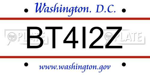 BT4I2Z District Of Columbia License Plate