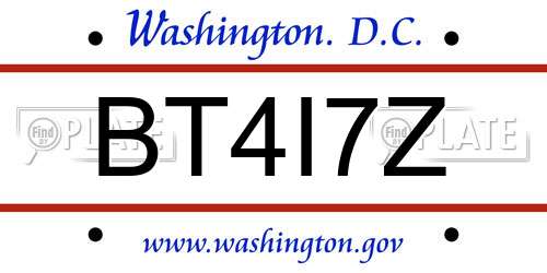 BT4I7Z District Of Columbia License Plate